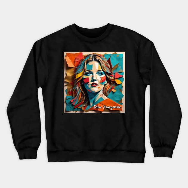 Drew Barrymore // Paper Art Crewneck Sweatshirt by Otmr Draws
